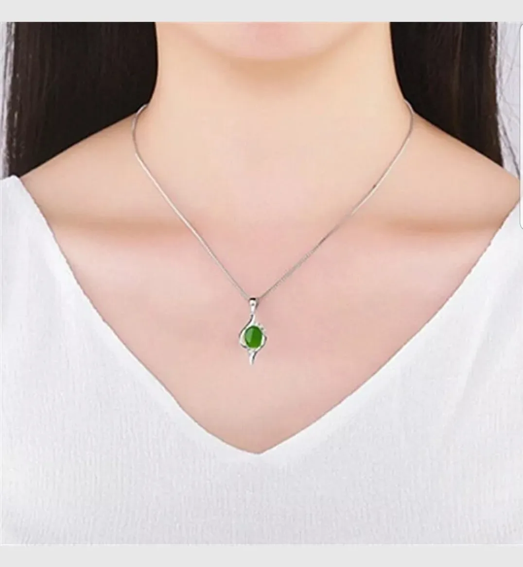 10% OFF- Certified Natural Jadeite Emerald A Jade Handcrafted Pendant-Silver Necklace