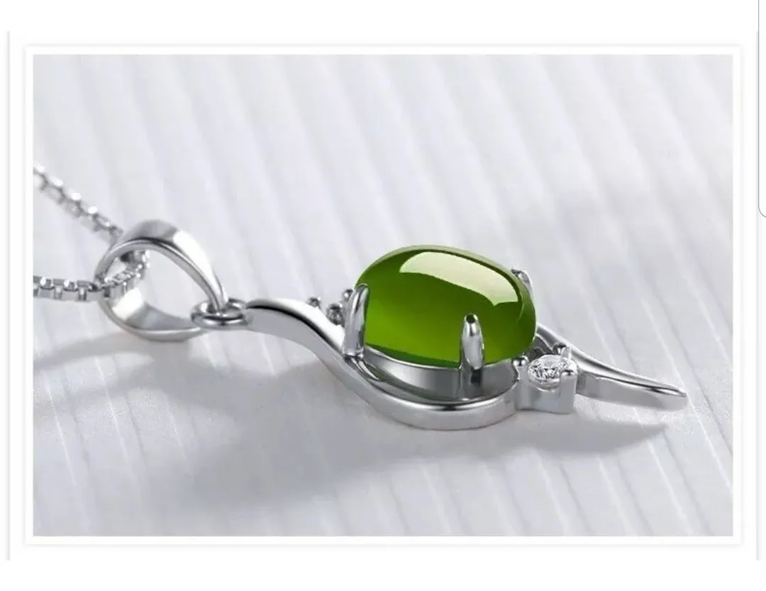 10% OFF- Certified Natural Jadeite Emerald A Jade Handcrafted Pendant-Silver Necklace