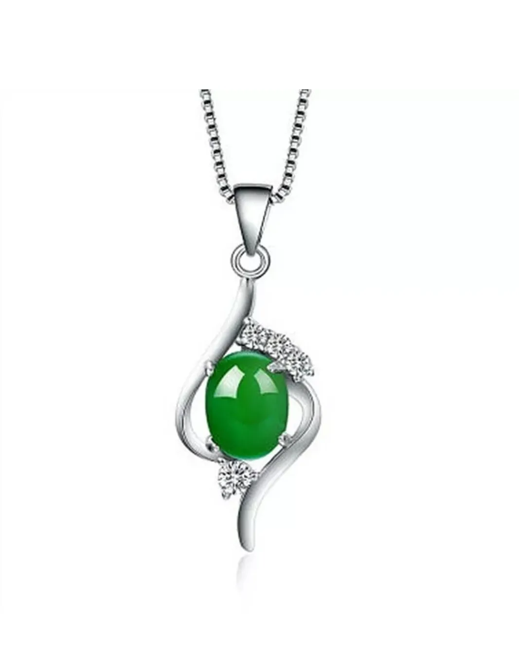 10% OFF- Certified Natural Jadeite Emerald A Jade Handcrafted Pendant-Silver Necklace