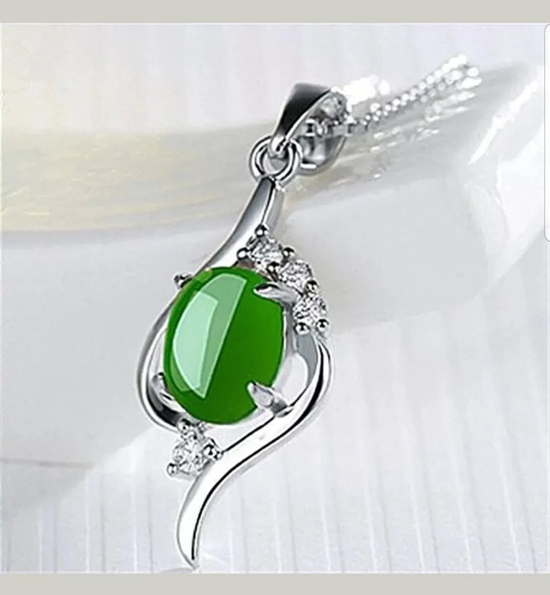 10% OFF- Certified Natural Jadeite Emerald A Jade Handcrafted Pendant-Silver Necklace
