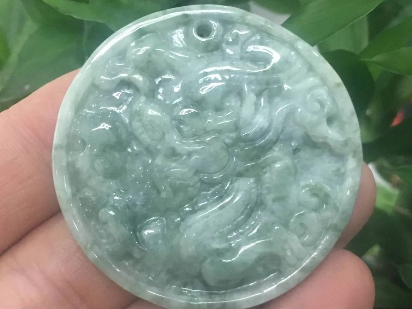 10% OFF- Certified Natural Jadeite Emerald A*Jade Carved Dragon Pendant K954