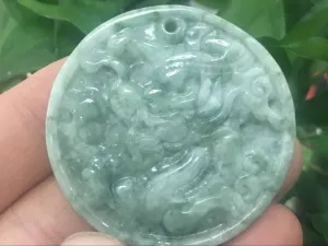 10% OFF- Certified Natural Jadeite Emerald A*Jade Carved Dragon Pendant K954