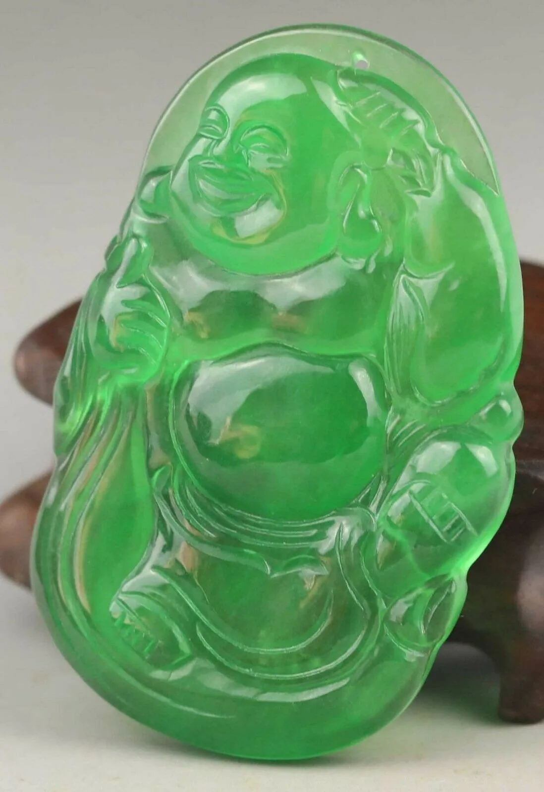10% OFF- Certified Natural Jadeite Emerald A*Jade HandCarved Buddha Pendant A1940