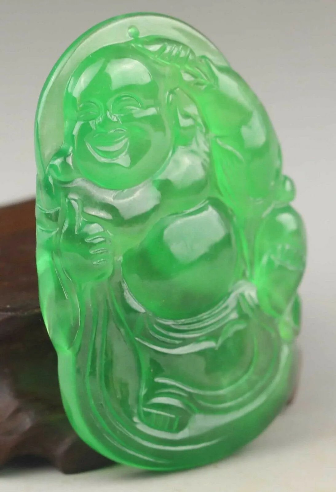 10% OFF- Certified Natural Jadeite Emerald A*Jade HandCarved Buddha Pendant A1940