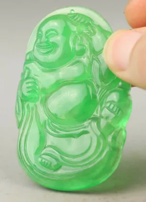 10% OFF- Certified Natural Jadeite Emerald A*Jade HandCarved Buddha Pendant A1940
