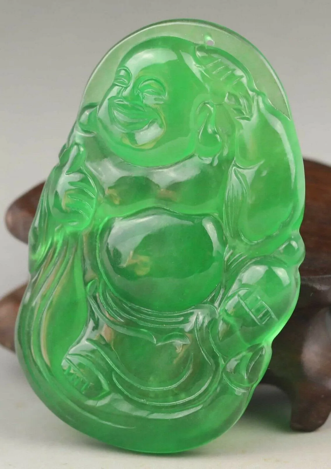 10% OFF- Certified Natural Jadeite Emerald A*Jade HandCarved Buddha Pendant A1940