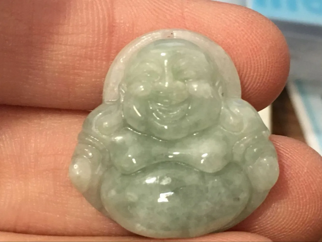 10% OFF- Certified Natural Jadeite Emerald A*Jade HandCarved Buddha Pendant X2082