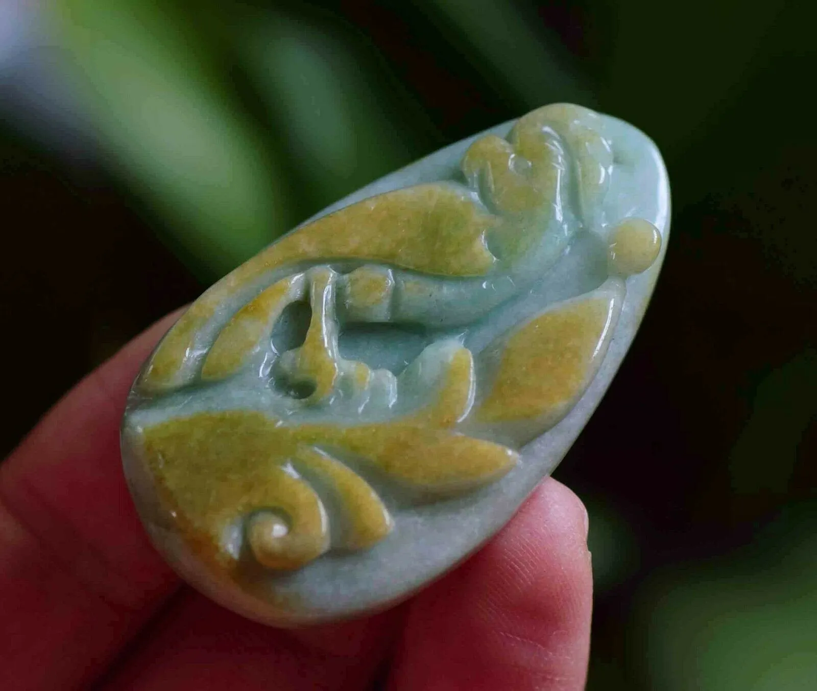 10% OFF- Certified Natural Jadeite Emerald A*Jade HandCarved Green Yellow Red Pendant Porrot Phoenix 英明神武 457