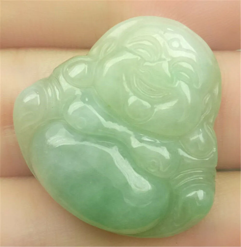 10% OFF- Certified Natural Jadeite Emerald A*Jade HandCarved Happy Buddha Pendant N1934