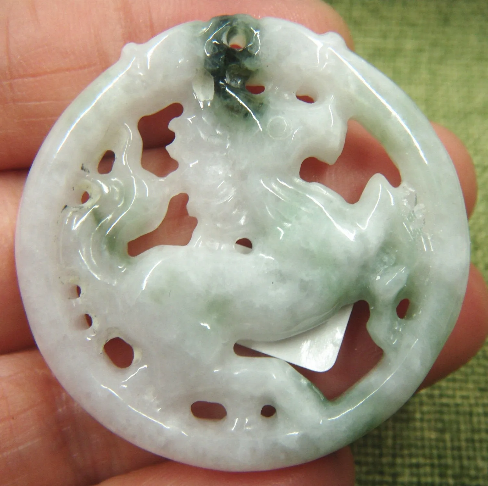 10% OFF- Certified Natural Jadeite Emerald A*Jade HandCarved Hollow Out Horse Pendant 5752
