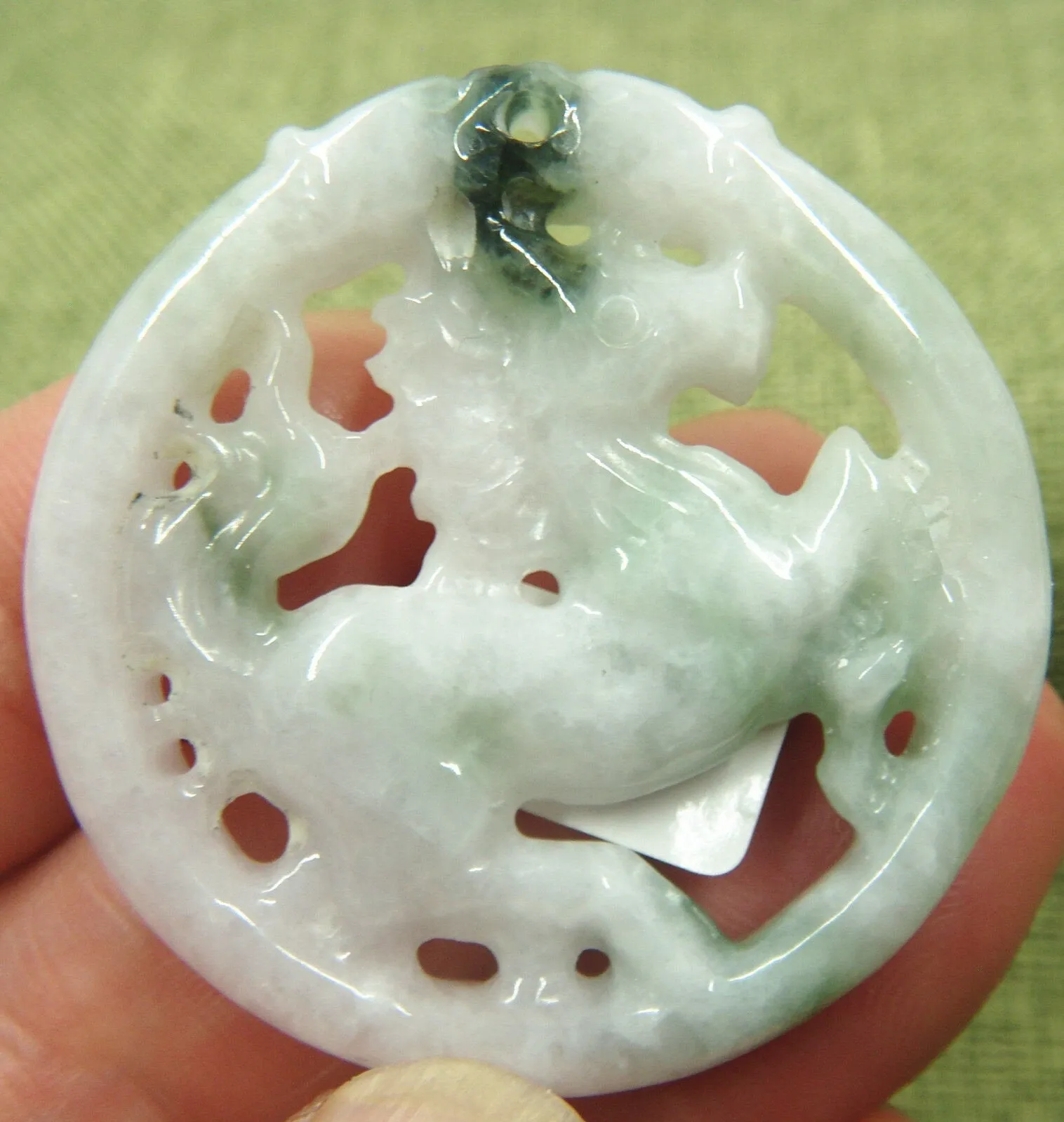 10% OFF- Certified Natural Jadeite Emerald A*Jade HandCarved Hollow Out Horse Pendant 5752