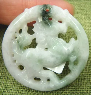 10% OFF- Certified Natural Jadeite Emerald A*Jade HandCarved Hollow Out Horse Pendant 5752