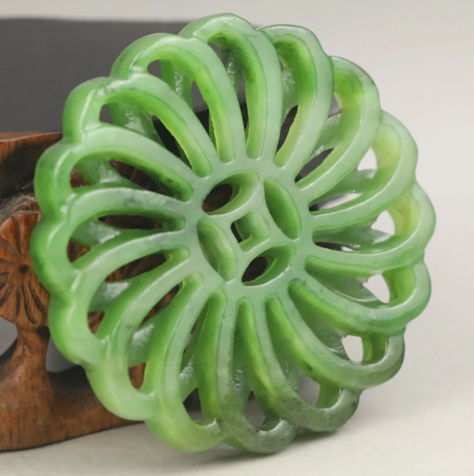 10% OFF- Certified Natural Jadeite Emerald A*Jade HandCarved Hongshan Culture flower Pendant NO.G304