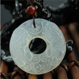 10% OFF- Certified Natural Jadeite Emerald A*Jade HandCarved Peace Buckle Dragon Pendant