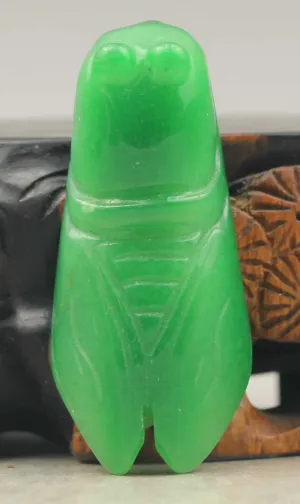 10% OFF- Certified Natural Jadeite Emerald Jade Handcarved Cicada Pendant《Grade A》NO.C854