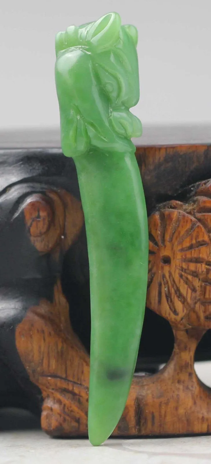 10% OFF- Certified Natural Jadeite Emerald Jade Handcarved Dragon Pendant《Grade A》NO.C576