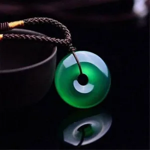 10% OFF- Certified Natural Jadeite Emerald Jade Harmony Buckle Pendant《Grade A》