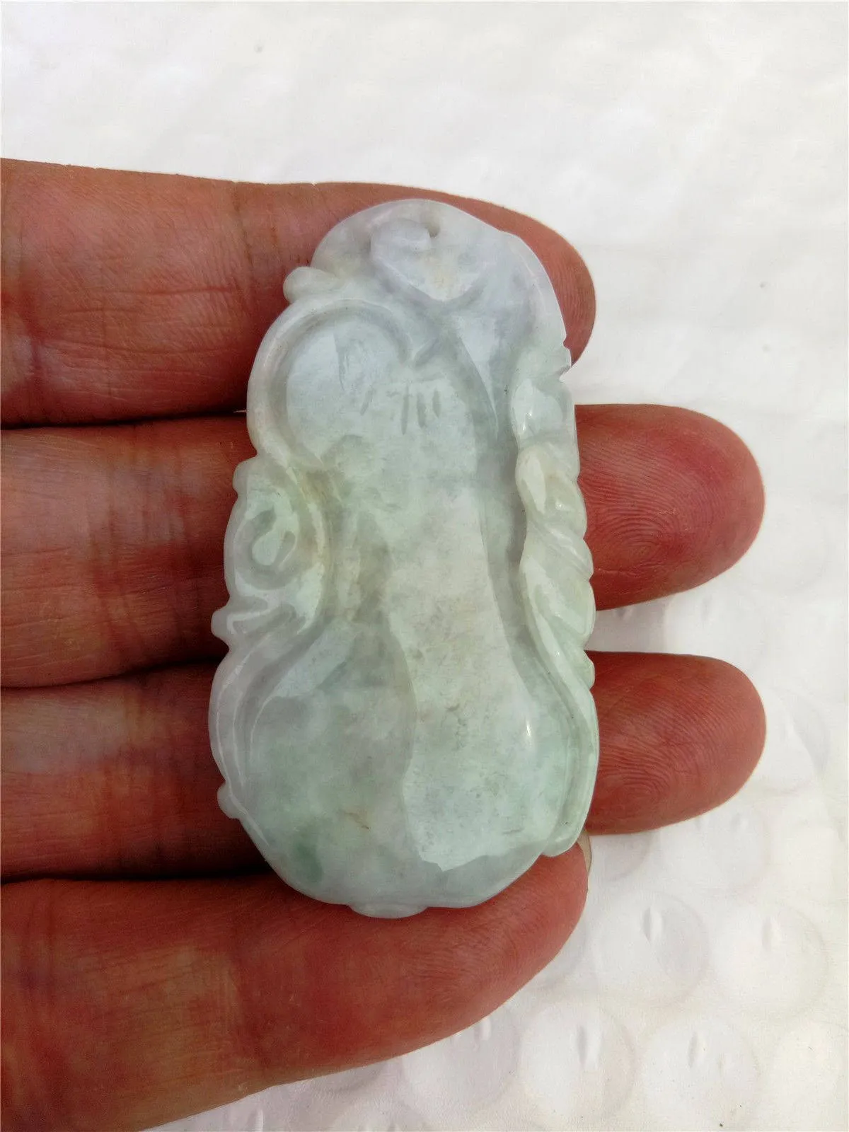 10% OFF- Certified Natural Jadeite Emerald Jade Longevity Melon Bat Pendant《Grade A》0095