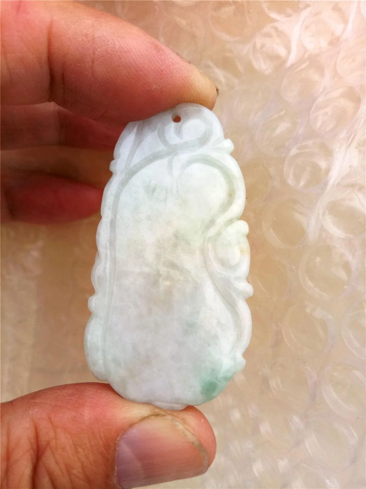 10% OFF- Certified Natural Jadeite Emerald Jade Longevity Melon Bat Pendant《Grade A》0095