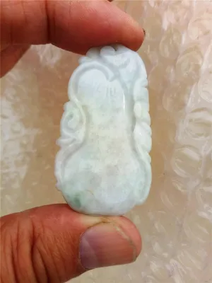 10% OFF- Certified Natural Jadeite Emerald Jade Longevity Melon Bat Pendant《Grade A》0095