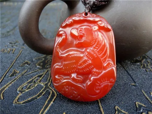 10% OFF- Certified Natural Jadeite Emerald Jade Tablet Tiger Pendant 《Grade A》A2018