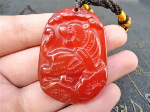 10% OFF- Certified Natural Jadeite Emerald Jade Tablet Tiger Pendant 《Grade A》A2018
