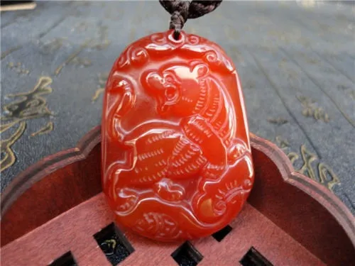 10% OFF- Certified Natural Jadeite Emerald Jade Tablet Tiger Pendant 《Grade A》A2018