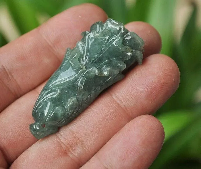 10% OFF- Certified Natural Jadeite Emerald Jade Tablet Translucent Cabbage Pendant《Grade A》3827