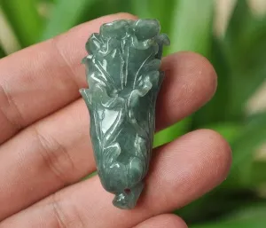 10% OFF- Certified Natural Jadeite Emerald Jade Tablet Translucent Cabbage Pendant《Grade A》3827