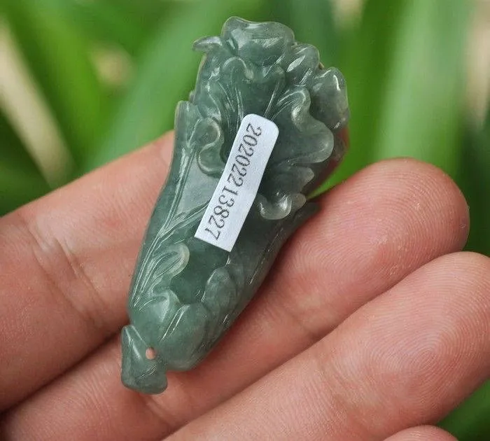 10% OFF- Certified Natural Jadeite Emerald Jade Tablet Translucent Cabbage Pendant《Grade A》3827