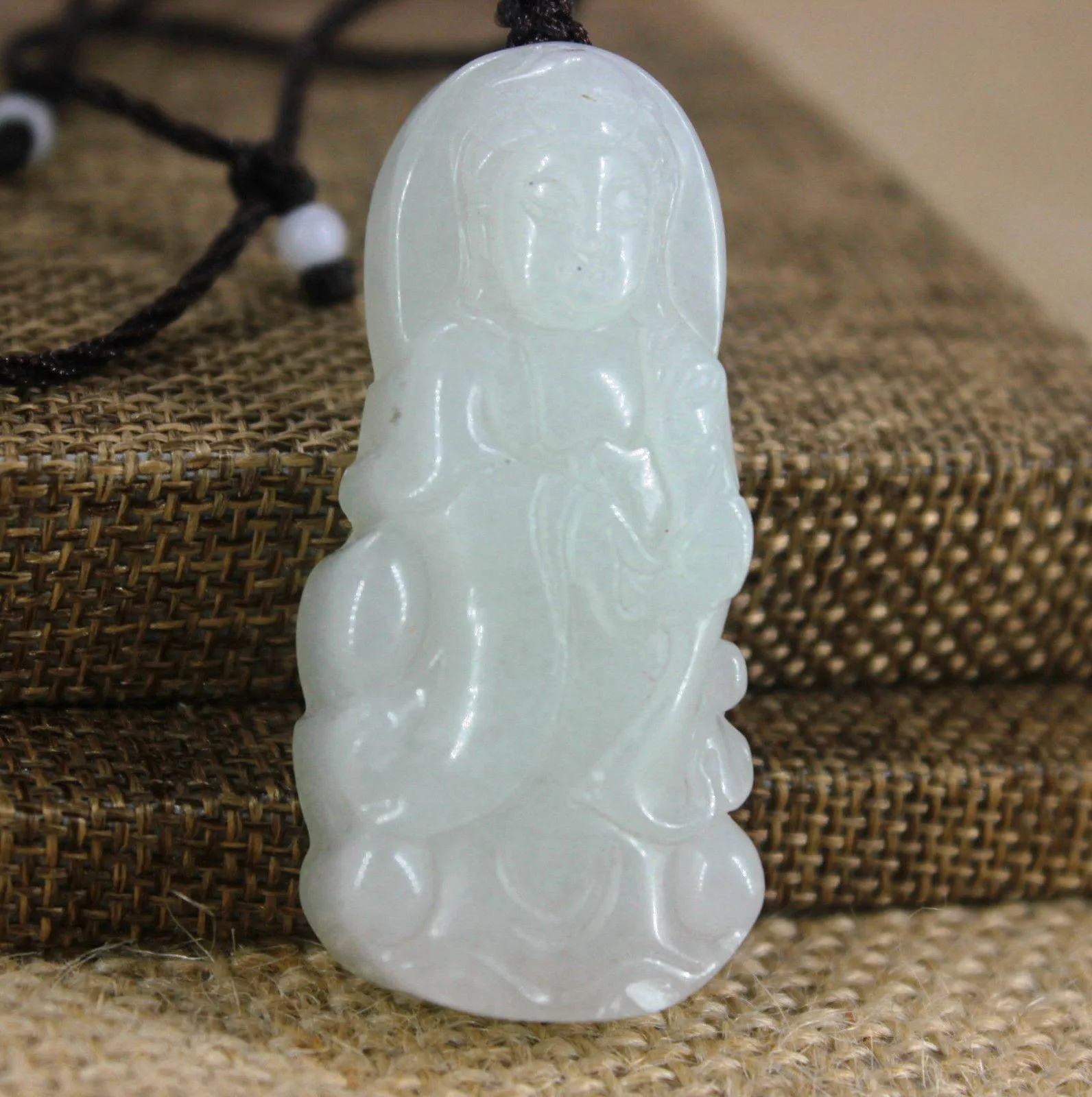 10% OFF- Certified Natural Light 3-Color Jadeite Emerald Jade Kuanyin Pendant《Grade A》