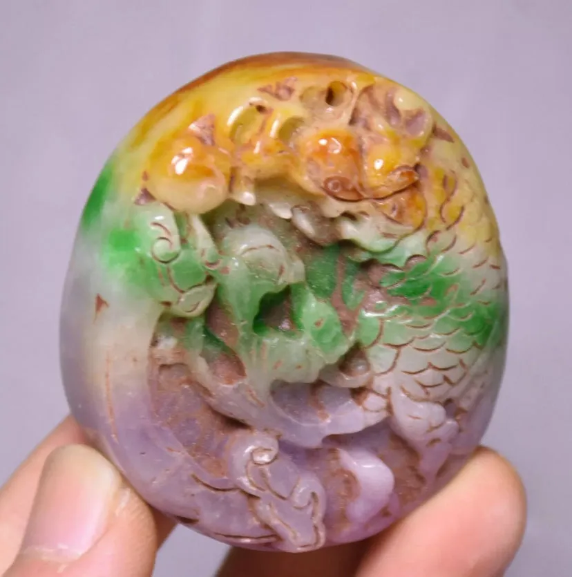 10% OFF- Certified Natural MultiColor Jadeite Emerald Jade Handcarved GoldFish Pendant《Grade A》NO.C888