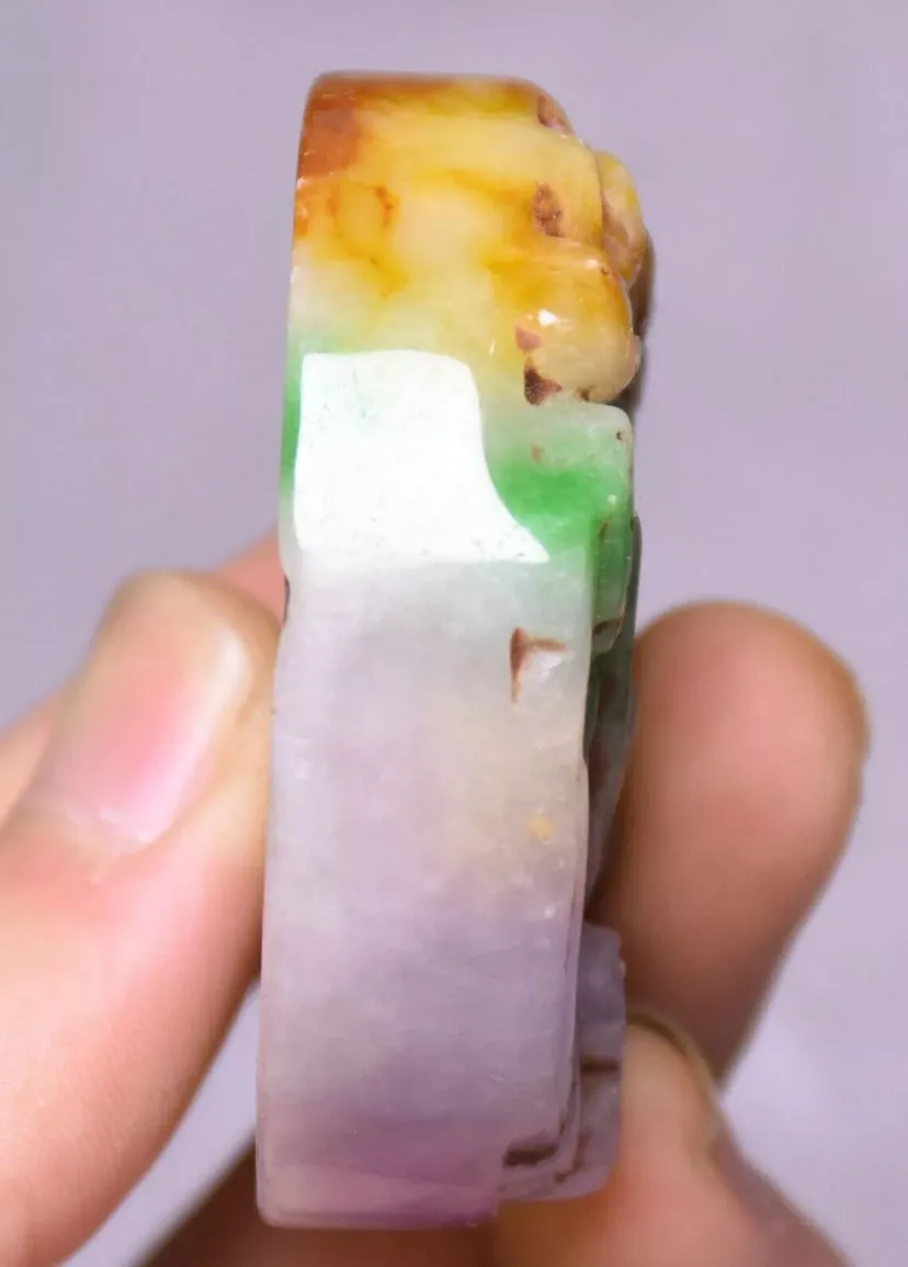 10% OFF- Certified Natural MultiColor Jadeite Emerald Jade Handcarved GoldFish Pendant《Grade A》NO.C888
