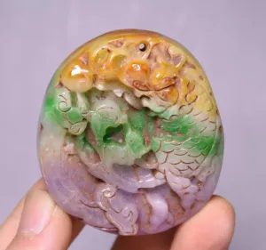 10% OFF- Certified Natural MultiColor Jadeite Emerald Jade Handcarved GoldFish Pendant《Grade A》NO.C888