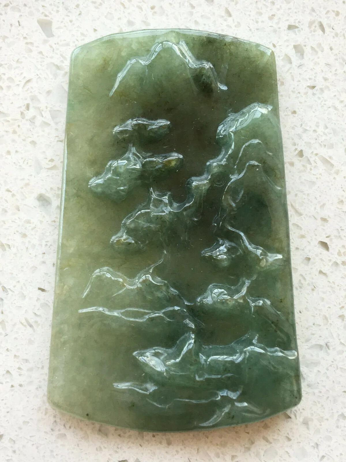 10% OFF- Certified Natural Oily Green Jadeite Emerald A*Jade Handcarved Landscape Pendant X0230