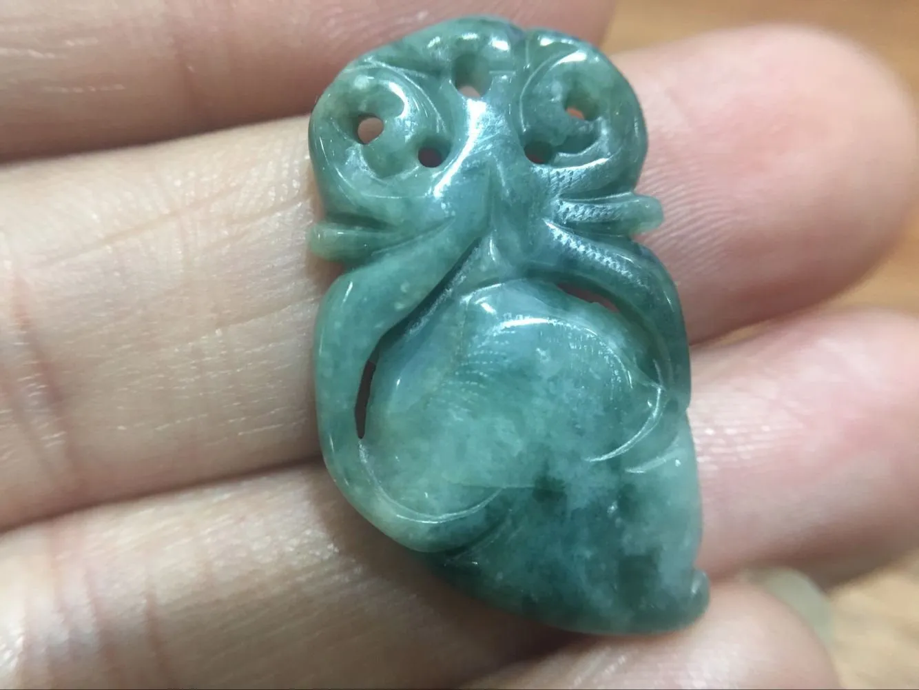 10% OFF- Certified Natural Oily Green Jadeite Emerald A*Jade HandCarved Peachant Pendant 3711