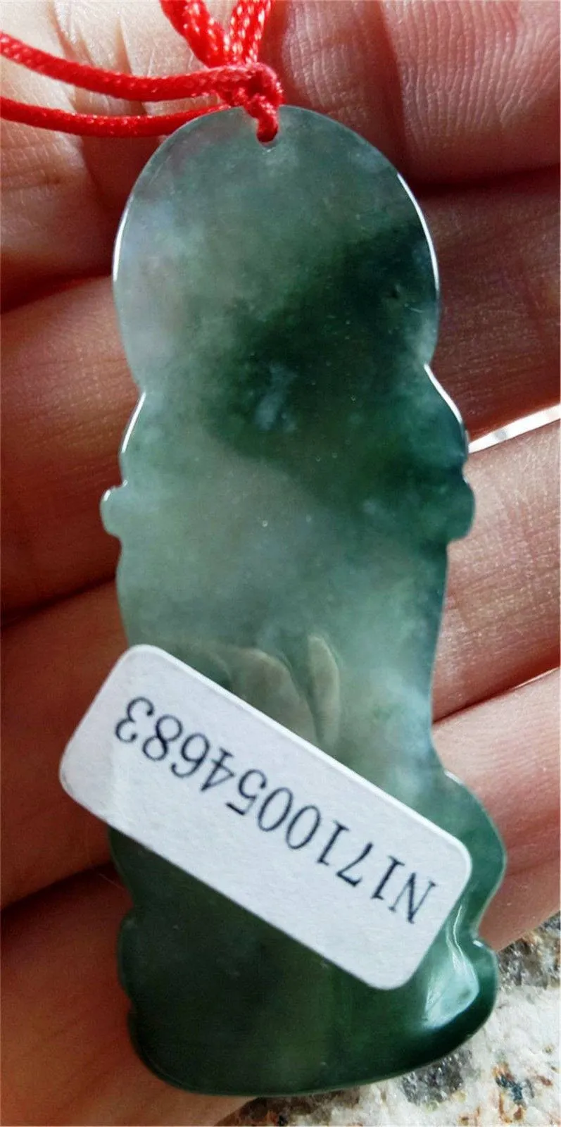 10% OFF- Certified Natural Oily Green Jadeite Emerald Jade Tablet Guanyin Pendant 《Grade A》 4683