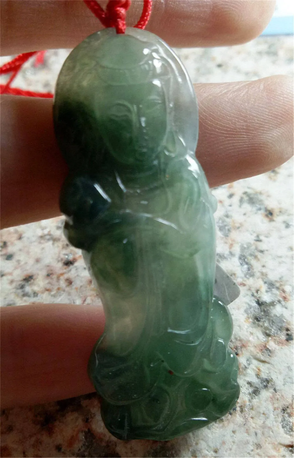 10% OFF- Certified Natural Oily Green Jadeite Emerald Jade Tablet Guanyin Pendant 《Grade A》 4683