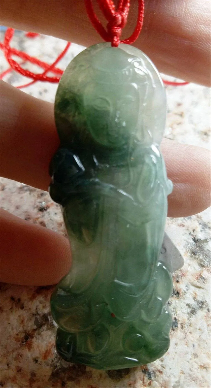 10% OFF- Certified Natural Oily Green Jadeite Emerald Jade Tablet Guanyin Pendant 《Grade A》 4683