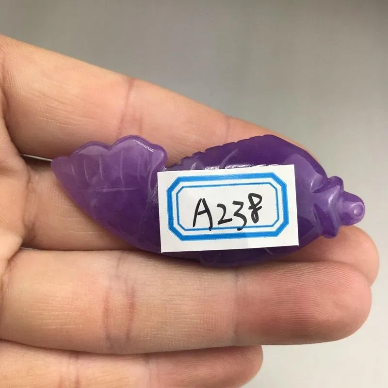 10% OFF- Certified Natural Purple Jadeite Emerald Jade HandCarved Gold Fish Pendant《Grade A》A238