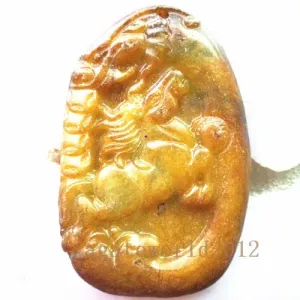 10% OFF- Certified Natural Red Yellow Jadeite Emerald A*Jade HandCarved Lucky Horse Pendant BA2088
