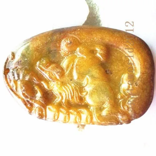 10% OFF- Certified Natural Red Yellow Jadeite Emerald A*Jade HandCarved Lucky Horse Pendant BA2088