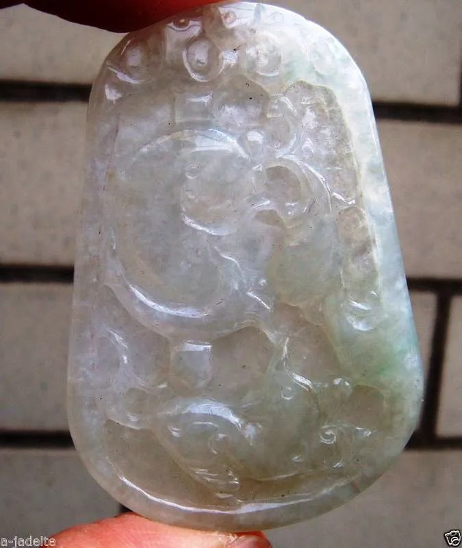 10% OFF on Sales- Certified Natural Icy Jadeite Emerald Jade Fish Pendant 【Grade A】9346