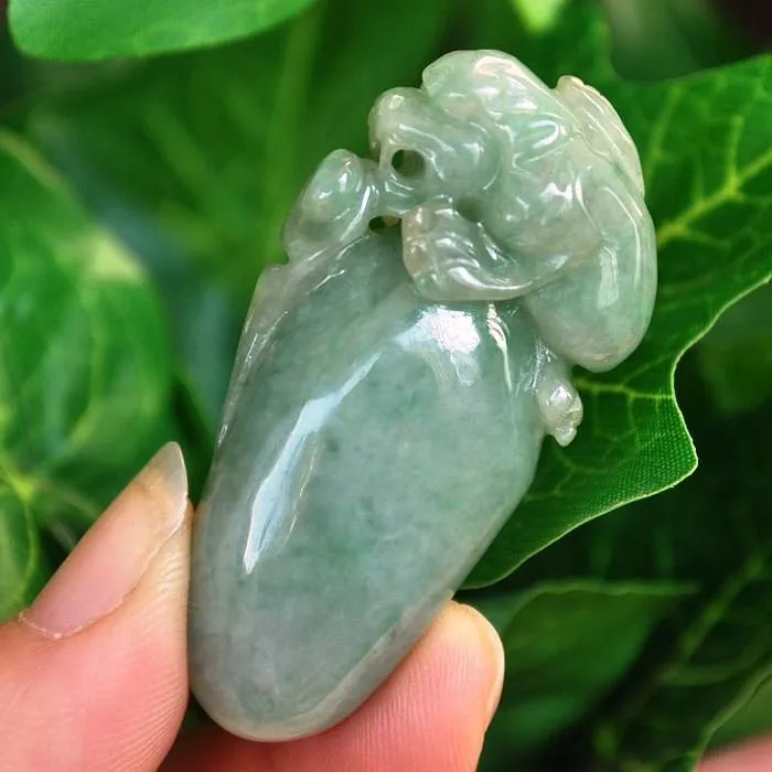 10% OFF on Sales- Certified Natural Icy Jadeite Emerald Jade tablets Dragon Pendant《Grade A》5779