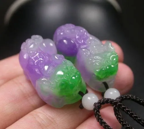 10% OFF on Sales - Certified Natural Jadeite Emerald Jade A Pair-Pixiu Pendants《Grade A》