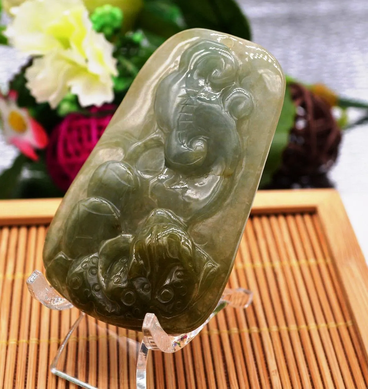 10% OFF on Sales- Certified Natural Jadeite Emerald Jade tablets Emerald Ruyi Toad Pendant《Grade A》7060
