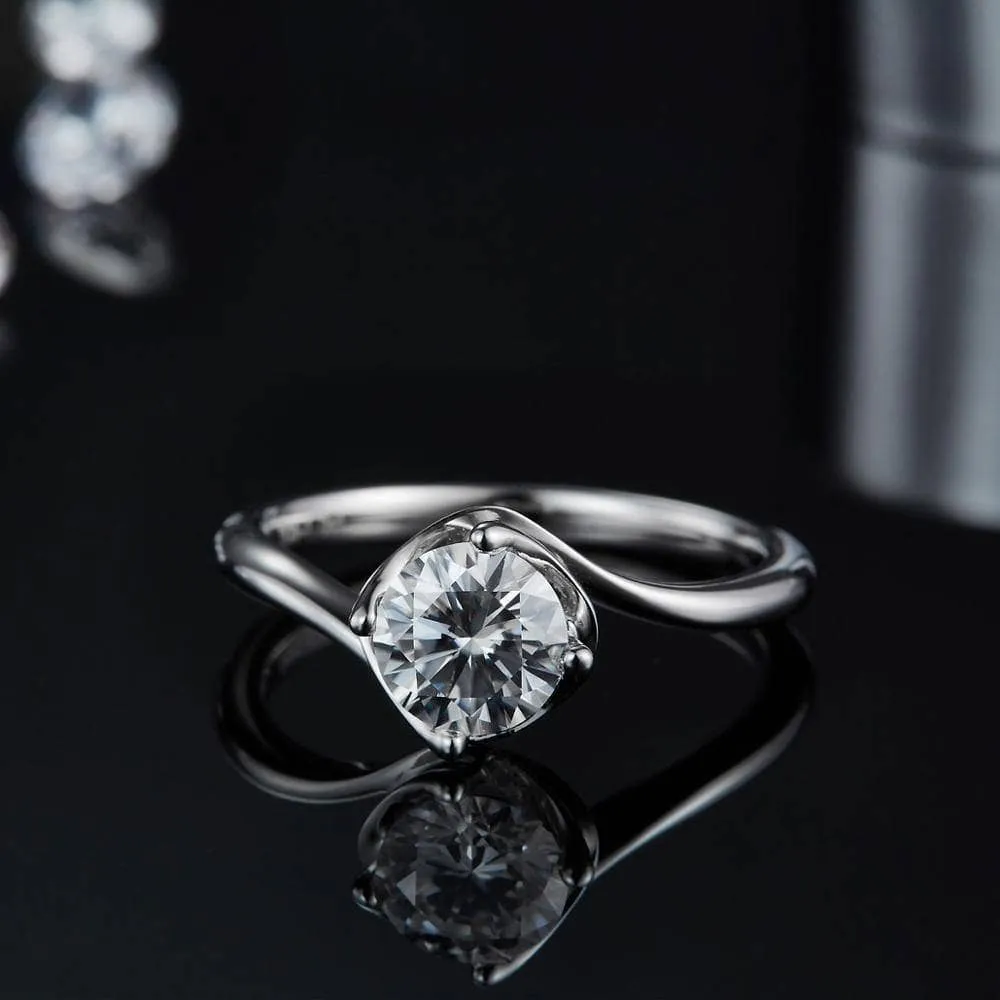1.0Ct 0.5Ct Round Solitaire Diamond Engagement Ring