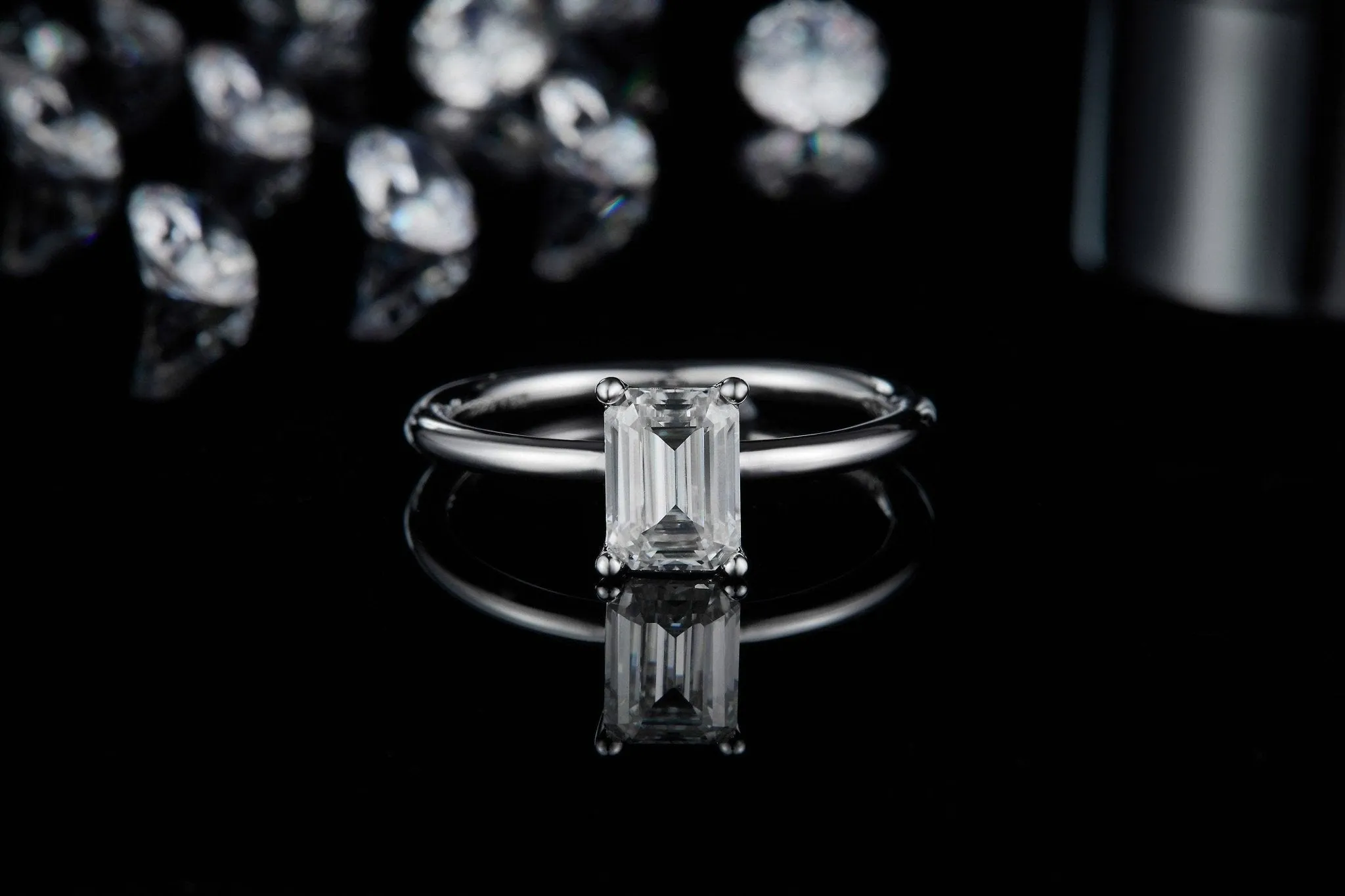 1.0Ct 5*7mm Emerald Cut Diamond Solitaire Engagement Ring