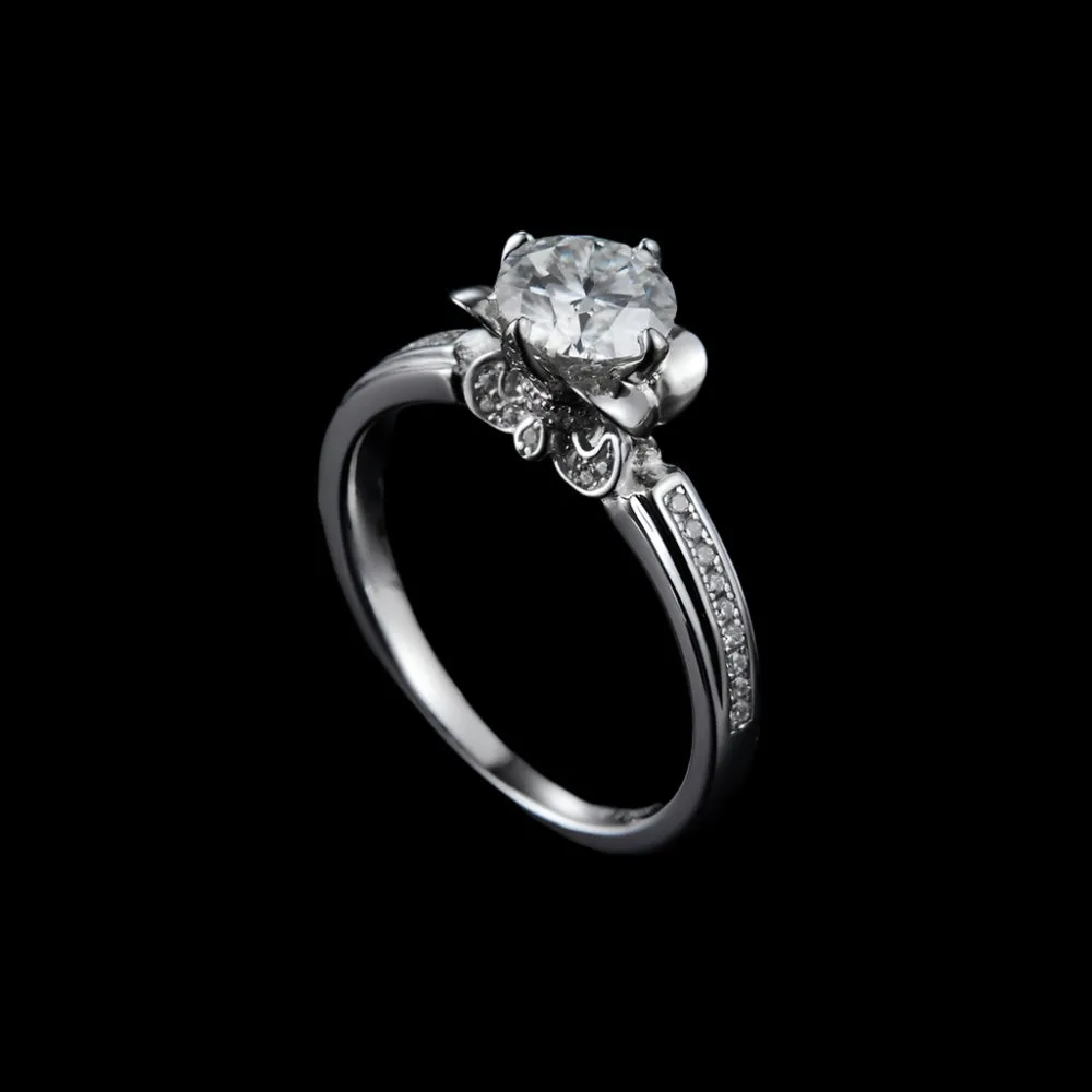 1.0Ct 6.5mm VVS1 Diamond Antique Style Ring