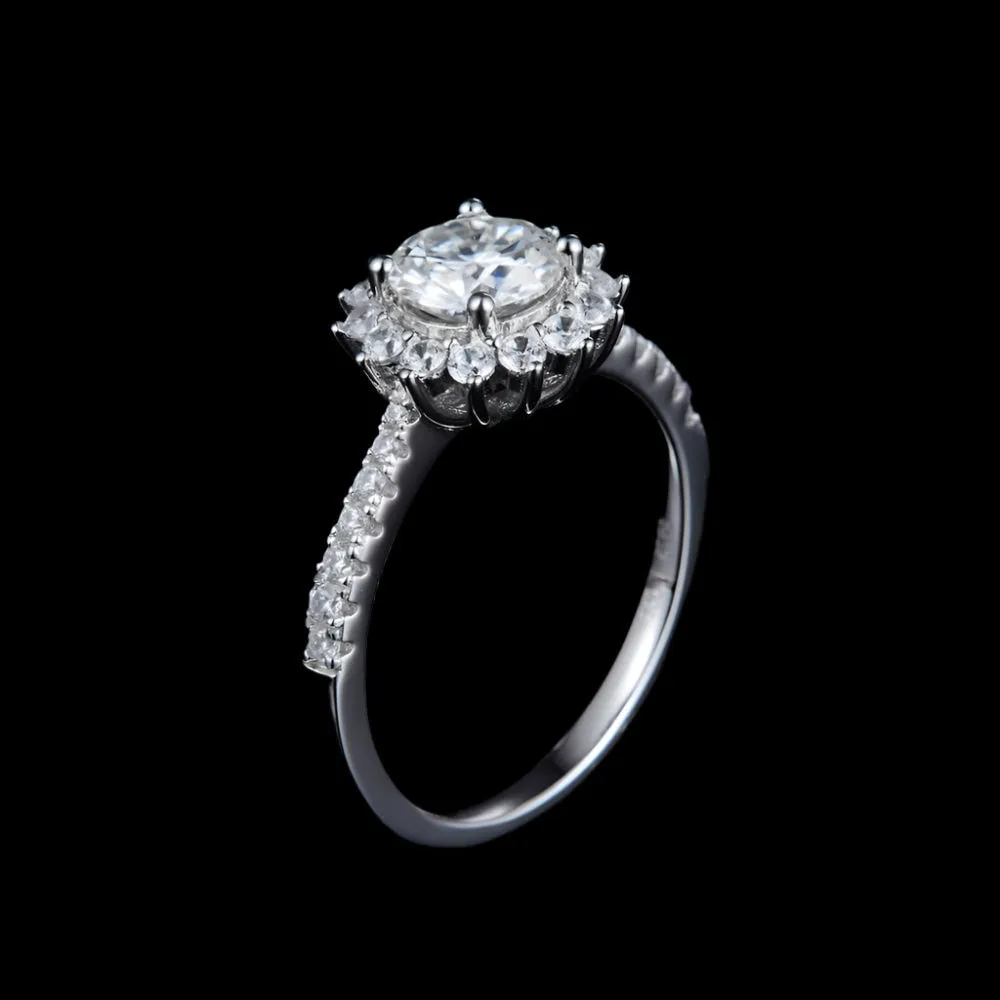 1.0Ct 6.5mm VVS1 Diamond Sun Flower Engagement Ring